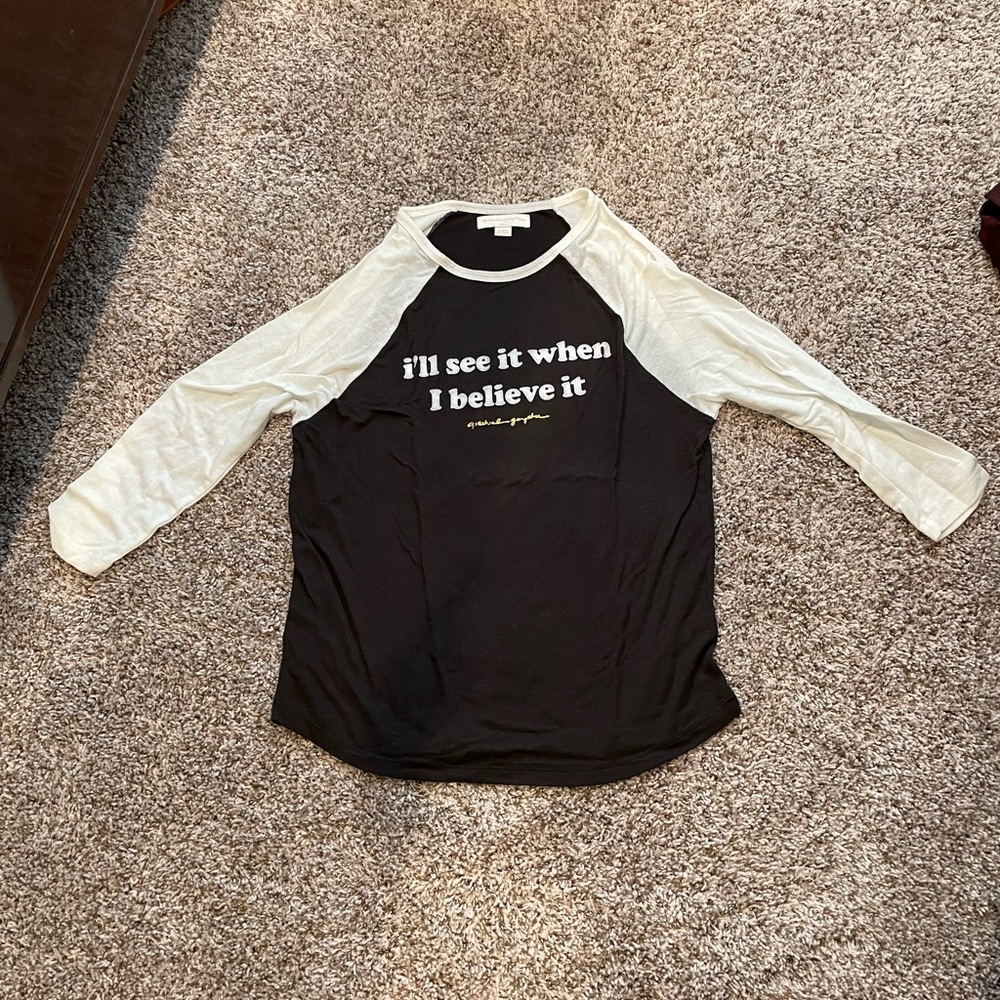 NWOT Spiritual Gangster white and black Jersey long sleeve tee